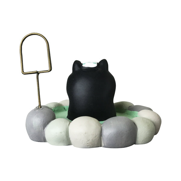 【猫まっしぐらセレクト】concombre 猫のカードスタンド-露天風呂 黒猫