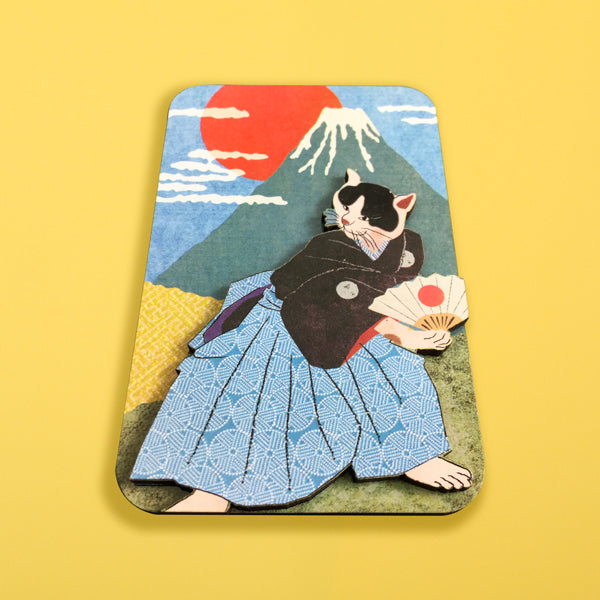 【猫まっしぐらセレクト】洒落ねこ 四角・猫のマグネット-富士山