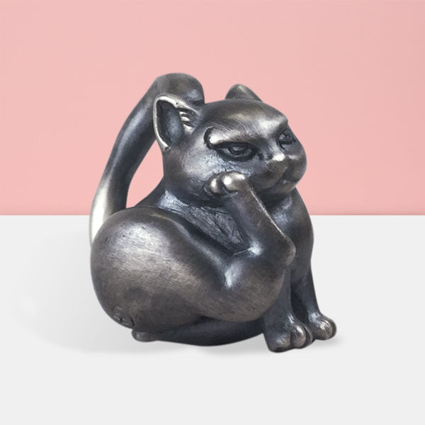 縄張猫根付‐不敵｜和のシルバーアクセサリーブランド［かすう工房］