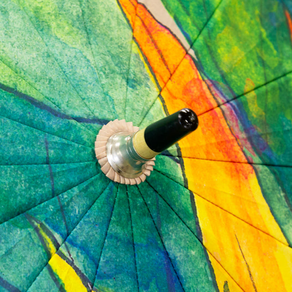 和柄テキスタイル 16本骨長傘‐色絵南国植物‐極楽鳥花（わがらてきすたいる 16ぽんほねなががさ‐いろえなんごくしょくぶつ-すとれりちあ）