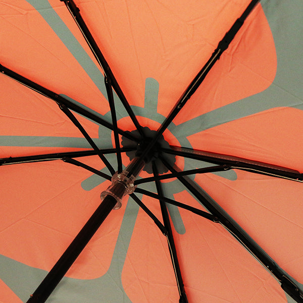 和柄テキスタイル 三つ折り畳み傘‐組合角に桔梗／藍鉄色（わがらてきすたいる みつ折りたたみ傘-くみあいかくにききょう／あいてついろ）