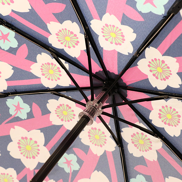 和柄テキスタイル 三つ折り畳み傘‐宵桜（わがらてきすたいる みつ折りたたみ傘-よいざくら）