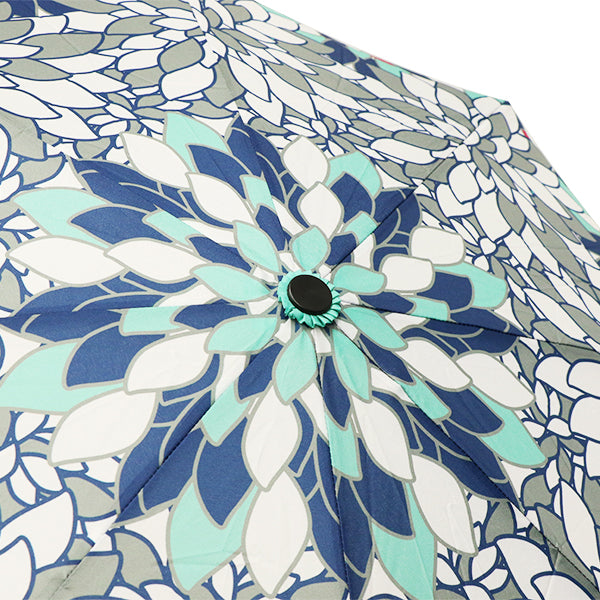 和柄テキスタイル 三つ折り畳み傘‐硝子菊／浅葱（わがらてきすたいる みつ折りたたみ傘-がらすぎく／あさぎ）