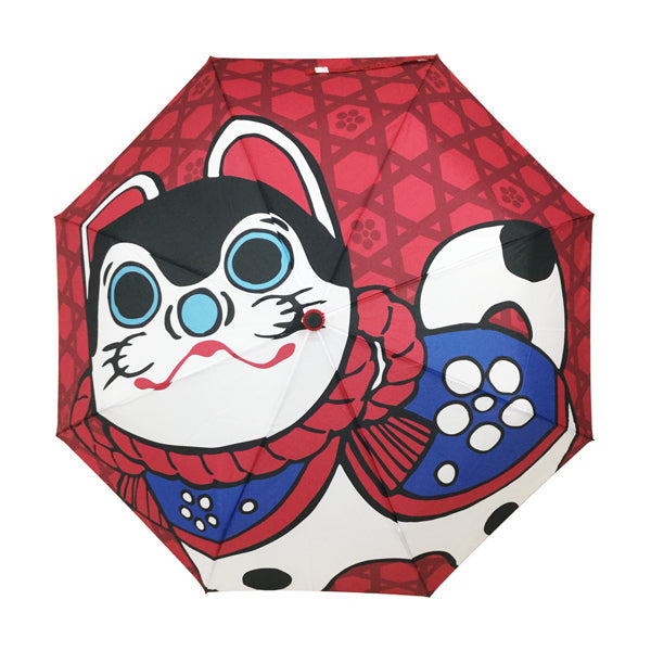 和柄テキスタイル 三つ折り畳み傘‐犬張り子（わがらてきすたいる みつ折りたたみ傘-いぬはりこ）