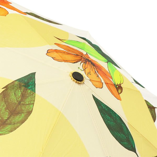 和柄テキスタイル 三つ折り畳み傘‐躑躅／ベージュ（わがらてきすたいる みつ折りたたみ傘-つつじ）