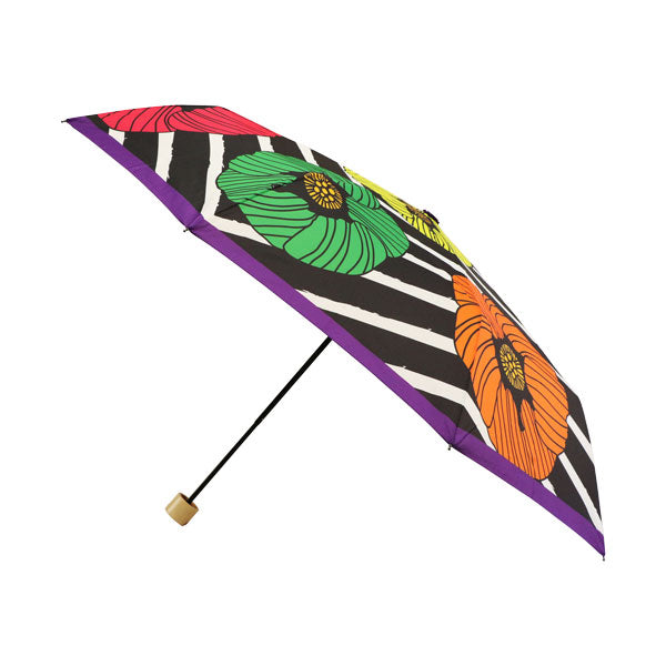 和柄テキスタイル 三つ折り畳み傘‐虹牡丹（わがらてきすたいる みつ折りたたみ傘-にじぼたん）