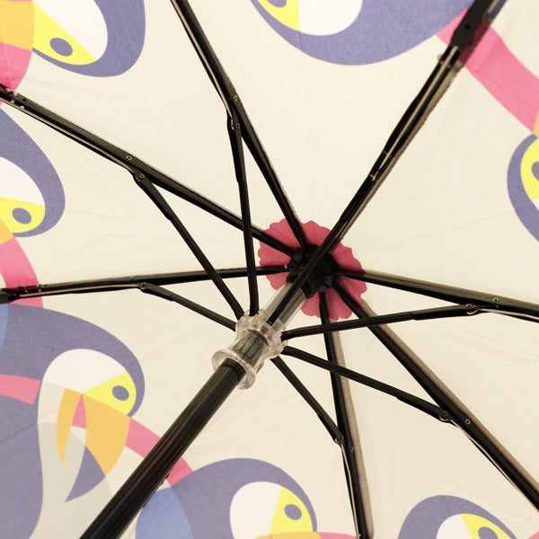 和柄テキスタイル 三つ折り畳み傘‐大嘴／マゼンタ（わがらてきすたいる みつ折りたたみ傘‐おおはし）
