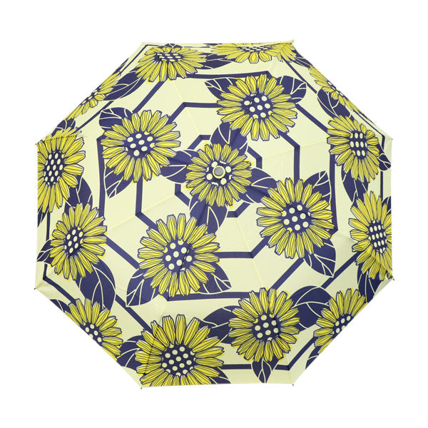 和柄テキスタイル 三つ折り畳み傘‐向日葵／バニラ｜おしゃれな和柄傘 