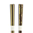 〔万作セレクト〕本漆塗り八角箸 黒-白竹/紋竹（ ほんうるしぬりはっかくはし くろ)