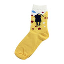 【猫まっしぐらセレクト】 猫の涼感靴下-黒猫 イエロー