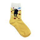 【猫まっしぐらセレクト】 猫の涼感靴下-黒猫 イエロー