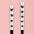 【猫まっしぐらセレクト】animals zoo chopsticks 食洗機対応・猫の塗分親子箸-黒猫