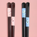 【猫まっしぐらセレクト】 食洗機対応・猫のとんぼ玉夫婦箸-いねむり猫