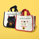 【猫まっしぐらセレクト】 日本の招福モチーフ・猫のかどまるミニトート-招き猫