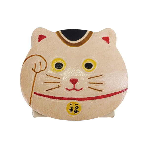 【猫まっしぐらセレクト】 日本の招福モチーフ・猫のコインパース-招き猫　白猫