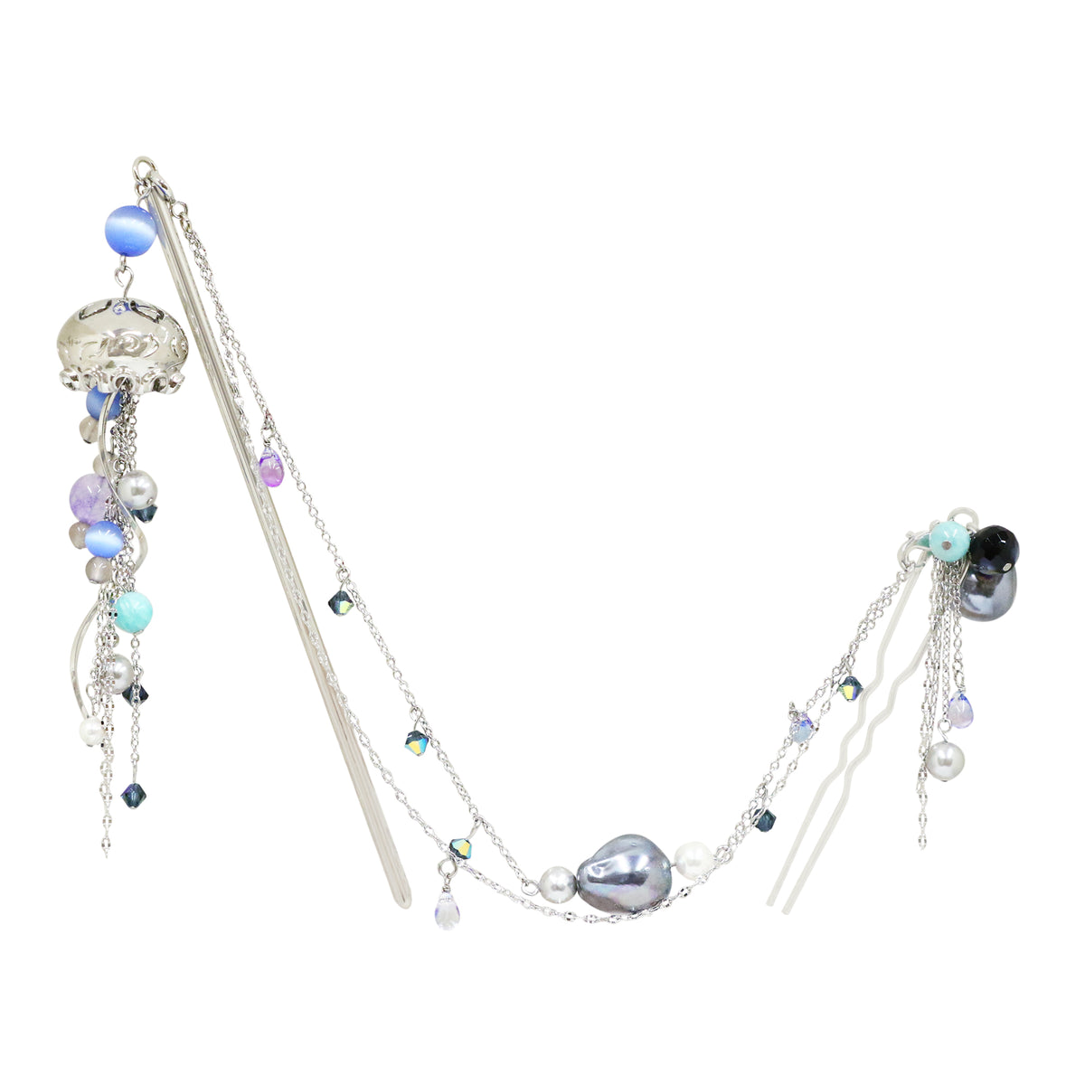 2025冬季限定簪 泡沫海月二連簪-銀/金｜普段使いの簪・ヘア