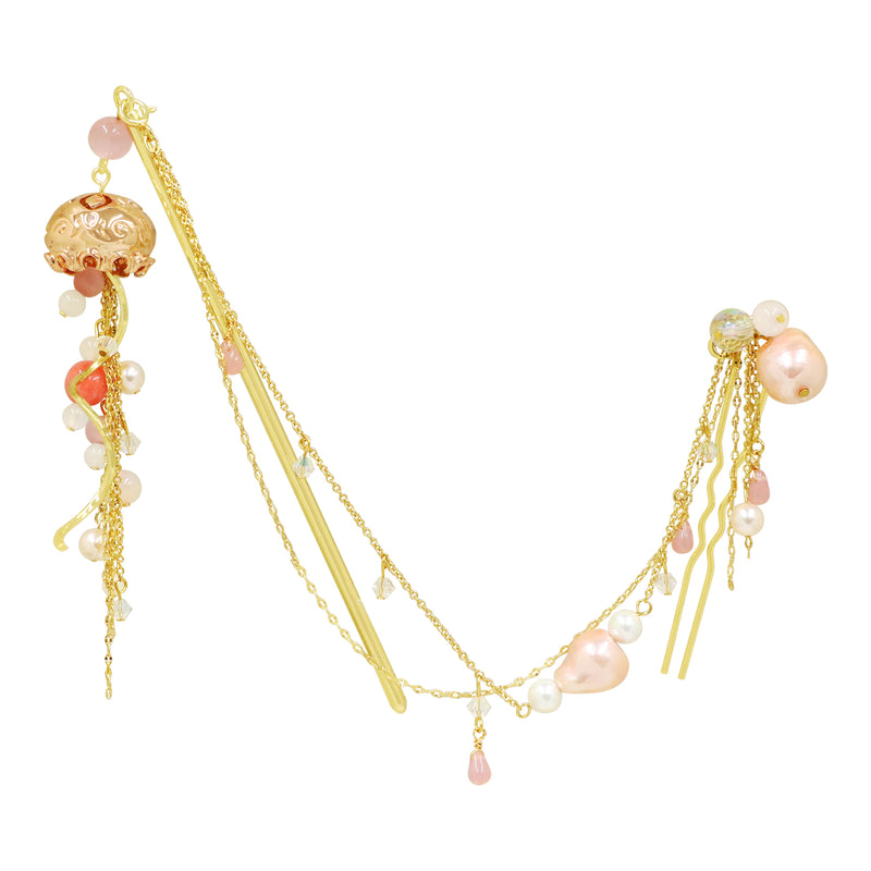 2025冬季限定簪　泡沫海月二連簪-銀/金(うたかたくらげにれんかんざし-ぎん/きん)