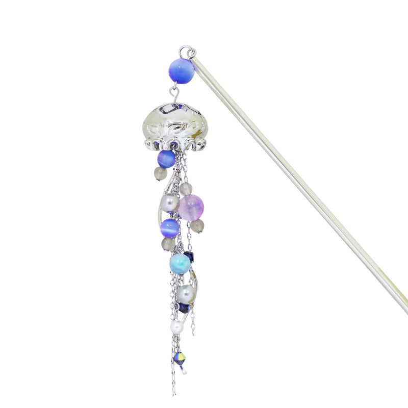 2025冬季限定簪　泡沫海月二連簪-銀/金(うたかたくらげにれんかんざし-ぎん/きん)