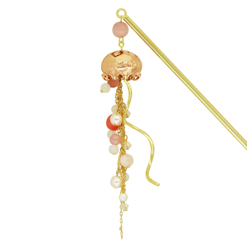 2025冬季限定簪　泡沫海月二連簪-銀/金(うたかたくらげにれんかんざし-ぎん/きん)