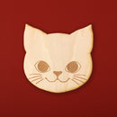 猫まっしぐらオリジナル木製コースター‐白猫