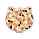 猫まっしぐらオリジナル猫型手鏡-お散歩三毛猫-ピンク（ねこがたてかがみ-おさんぽみけねこ-ぴんく）