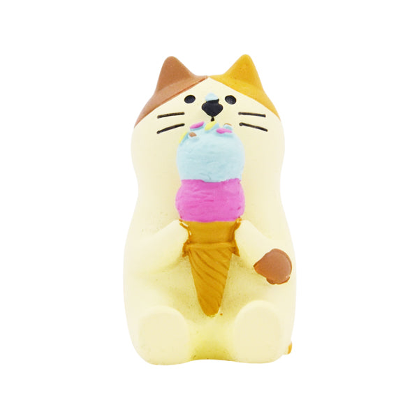 【猫まっしぐらセレクト】concombre 雪猫アイス店・猫の置物ミニ-アイス三毛猫（こんこんぶる ゆきねこあいすてん・ねこのおきものみに-あいすみけねこ）