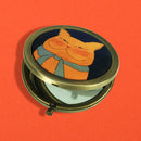 【猫まっしぐらセレクト】KANNEKO 猫のコンパクトミラー-茶猫 ネイビー