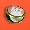 【猫まっしぐらセレクト】KANNEKO 猫のコンパクトミラー-白猫 ピンク