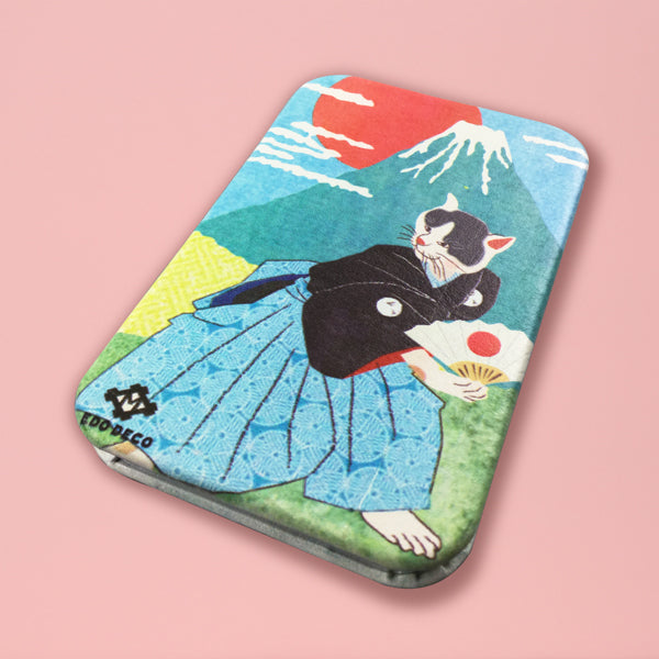 【猫まっしぐらセレクト】洒落ねこ 四角・猫のコンパクトミラー-富士山