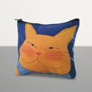 【猫まっしぐらセレクト】KANNEKO 猫のポーチ-茶猫 ブルー