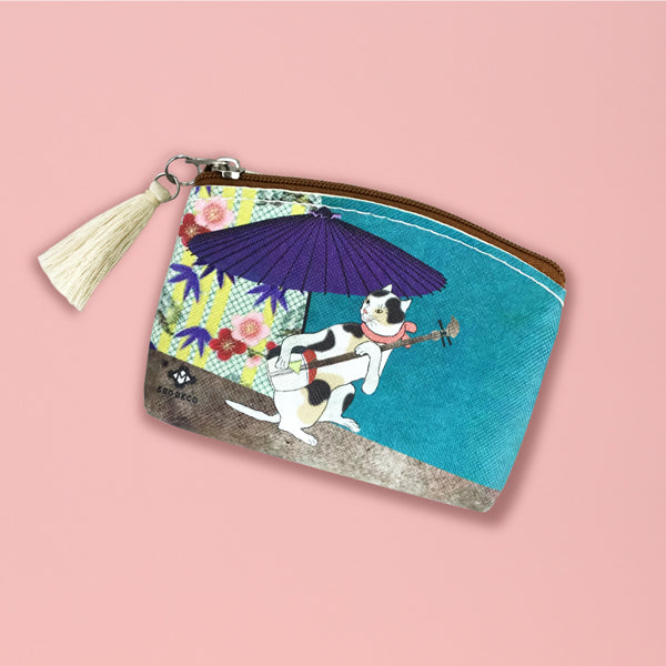 【猫まっしぐらセレクト】洒落ねこ 猫のミニポーチ-和傘