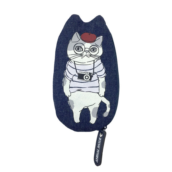 【猫まっしぐらセレクト】アニマルモード 猫のダイカットポーチ-シナモン