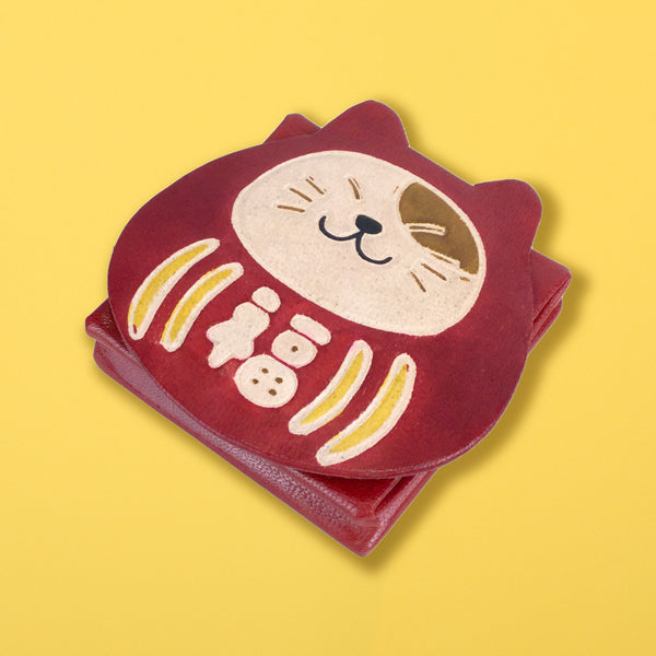 【猫まっしぐらセレクト】 日本の招福モチーフ・猫のコインパース-だるま猫