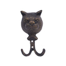 【猫まっしぐらセレクト】アンティーク風 猫のアイアンフック キャットフェイス-ダブルフック（あんてぃーくふう ねこのあいあんふっく きゃっとふぇいす-だぶるふっく）