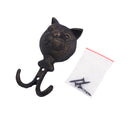 【猫まっしぐらセレクト】アンティーク風 猫のアイアンフック キャットフェイス-ダブルフック（あんてぃーくふう ねこのあいあんふっく きゃっとふぇいす-だぶるふっく）