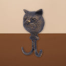 【猫まっしぐらセレクト】アンティーク風 猫のアイアンフック キャットフェイス-ダブルフック（あんてぃーくふう ねこのあいあんふっく きゃっとふぇいす-だぶるふっく）