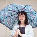 和柄テキスタイル三つ折りたたみ傘-彩色硝子／紫陽花(わがらてきすたいるみつおりたたみがさ-さいしきがらす／あじさい)