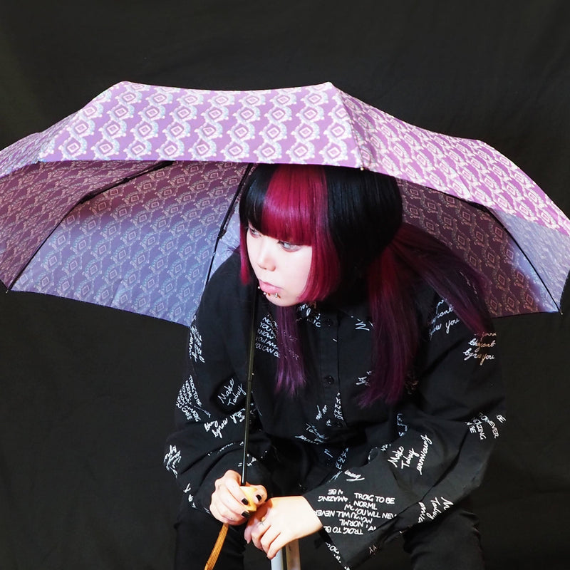 和柄テキスタイル三つ折りたたみ傘-新奇小紋 翠鱗白龍(わがらてきすたいるみつおりたたみがさ-しんきこもん すいりんはくりゅう)
