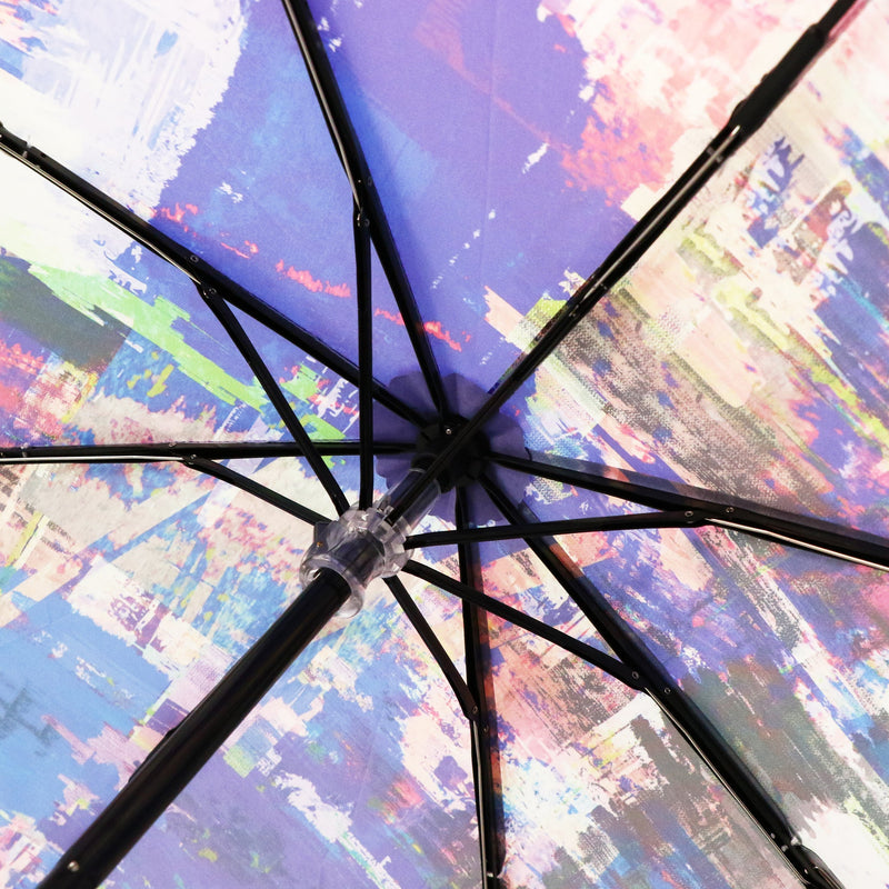 和柄テキスタイル 三つ折り畳み傘‐心象百景 午前0時の霹靂(わがらてきすたいる みつ折りたたみ傘-ごぜんれいじのへきれき)