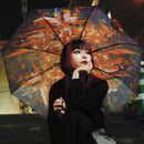 和柄テキスタイル 三つ折り畳み傘‐心象百景／明けない夜はない(わがらてきすたいる みつ折りたたみ傘-しんしょうひゃっけい／あけないよるはない)