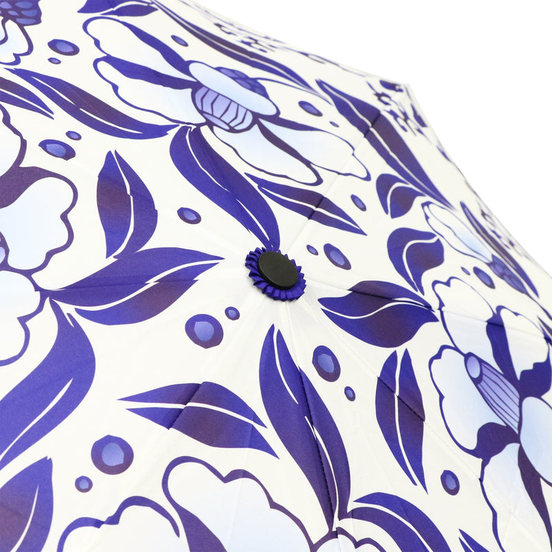 和柄テキスタイル 三つ折り畳み傘‐絢爛和皿-藍染付(わがらてきすたいる みつ折りたたみ傘-けんらんわざら-あいそめつけ)
