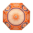 和柄テキスタイル 三つ折り畳み傘‐絢爛和皿／赤地金襴手(わがらてきすたいる みつ折りたたみ傘-けんらんわざら／あかじきんらんで)