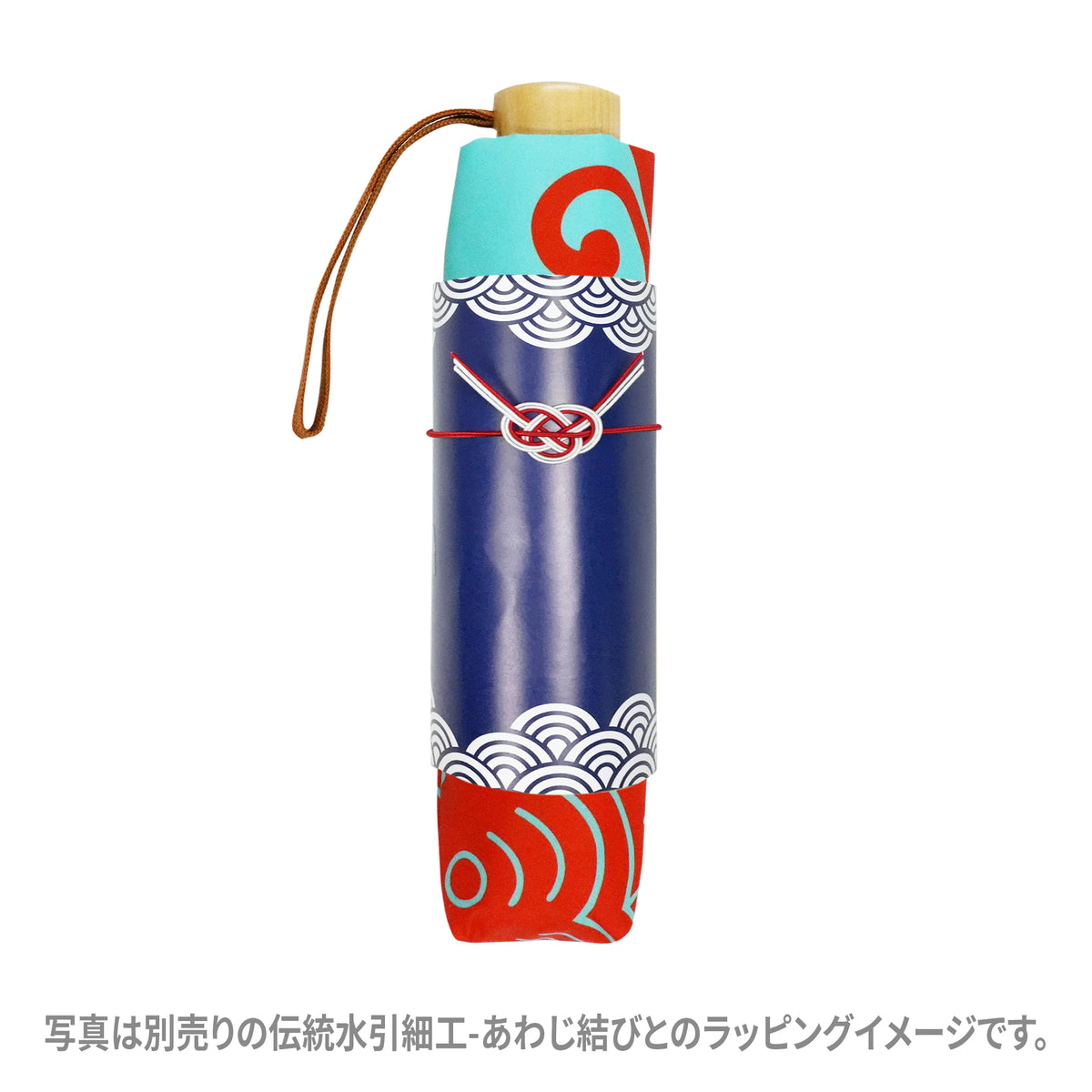 和柄ﾃｷｽﾀｲﾙ 三つ折り畳み傘 蝶車-花緑青｜おしゃれな和柄傘ブランド