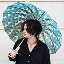 和柄テキスタイル 天然竹16本骨長傘‐鱗紋／煤柳（わがらてきすたいる てんねんだけ16ぽんほねなががさ-うろこもん／すすやなぎ）