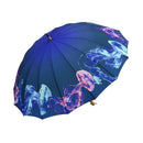 和柄テキスタイル 極 16本長傘-遊泳海月／暗(わがらてきすたいる きわみ 16ぽんほねなががさ‐ゆうえいくらげ／あん)