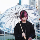 和柄テキスタイル 極 16本長傘-八咫烏／黒翼(わがらてきすたいる きわみ 16ぽんほねなががさ‐やたがらす／こくよく)