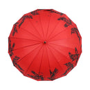 和柄テキスタイル 極 16本長傘-八咫烏／紅黒翼(わがらてきすたいる きわみ 16ぽんほねなががさ‐やたがらす／べにこくよう)