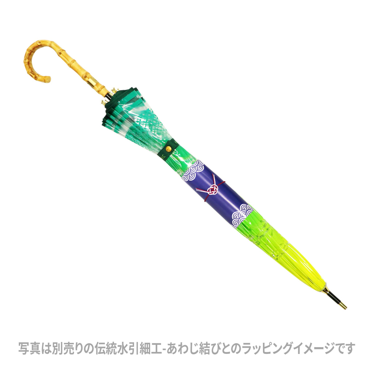 和柄テキスタイル 天然竹16本骨透明傘-蜘蛛巣切子｜おしゃれな和柄傘