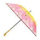 和柄テキスタイル 天然竹16本骨透明傘-底菊切子(わがらてきすたいる てんねんだけ16ぽんほねビニール傘-そこぎくきりこ)