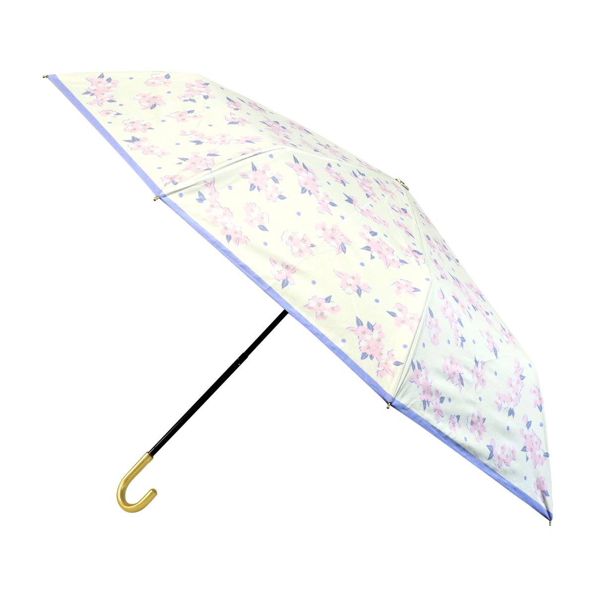 和柄テキスタイル 三つ折り畳み遮光日傘-徒桜／白練｜おしゃれな和柄傘